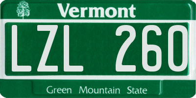 VT license plate LZL260