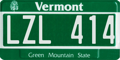 VT license plate LZL414