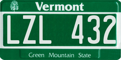 VT license plate LZL432
