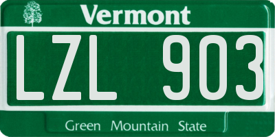 VT license plate LZL903