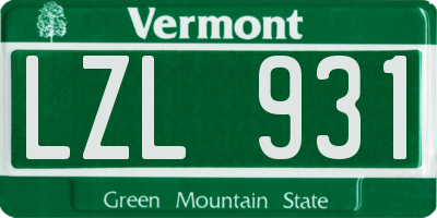 VT license plate LZL931