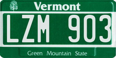 VT license plate LZM903