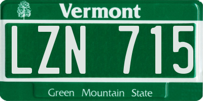 VT license plate LZN715