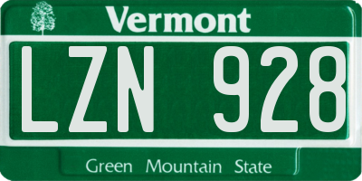VT license plate LZN928