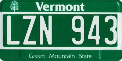 VT license plate LZN943