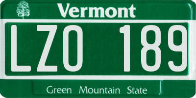 VT license plate LZO189