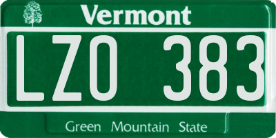 VT license plate LZO383