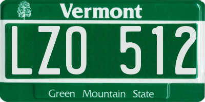 VT license plate LZO512