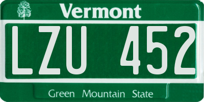 VT license plate LZU452