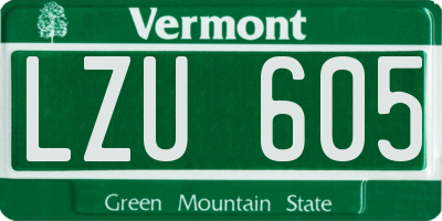 VT license plate LZU605