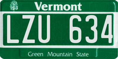 VT license plate LZU634