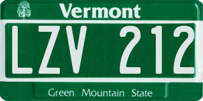 VT license plate LZV212