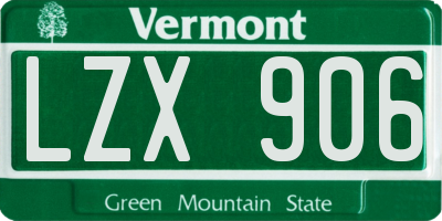 VT license plate LZX906