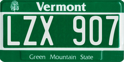 VT license plate LZX907