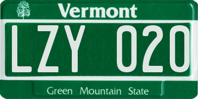VT license plate LZY020