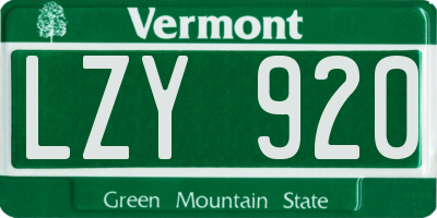VT license plate LZY920