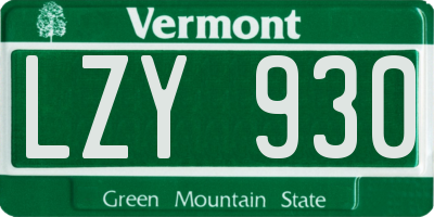 VT license plate LZY930
