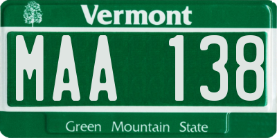 VT license plate MAA138