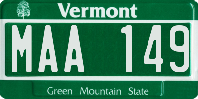 VT license plate MAA149