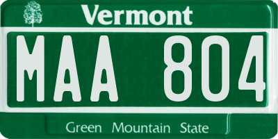 VT license plate MAA804
