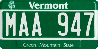 VT license plate MAA947