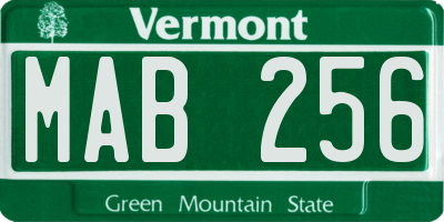 VT license plate MAB256