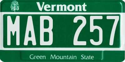 VT license plate MAB257