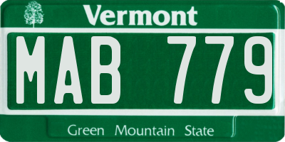 VT license plate MAB779