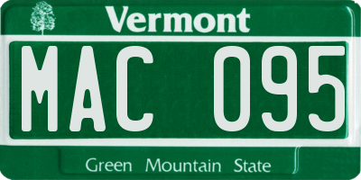 VT license plate MAC095