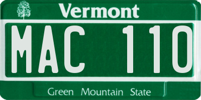 VT license plate MAC110