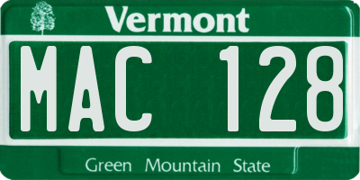 VT license plate MAC128