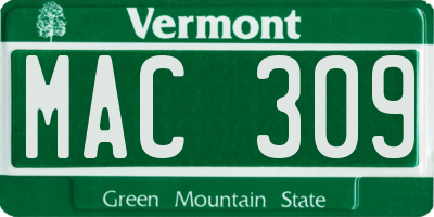VT license plate MAC309