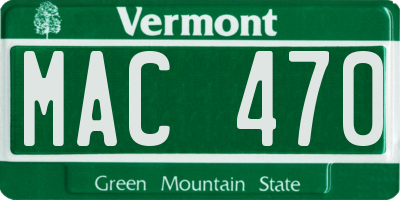 VT license plate MAC470