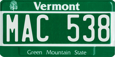 VT license plate MAC538