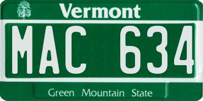 VT license plate MAC634