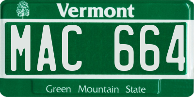 VT license plate MAC664