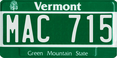 VT license plate MAC715