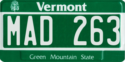 VT license plate MAD263