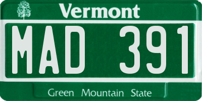 VT license plate MAD391