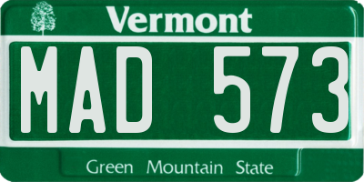 VT license plate MAD573