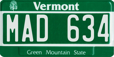 VT license plate MAD634
