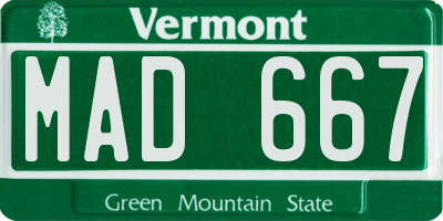 VT license plate MAD667