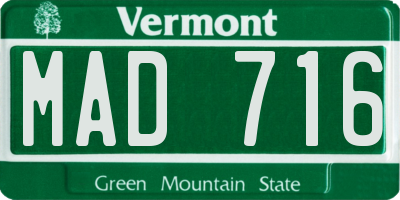VT license plate MAD716