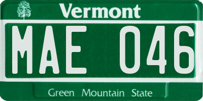 VT license plate MAE046