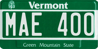 VT license plate MAE400