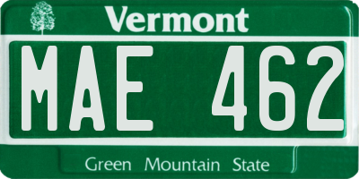 VT license plate MAE462