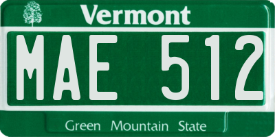 VT license plate MAE512
