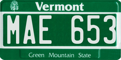 VT license plate MAE653