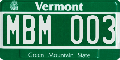 VT license plate MBM003