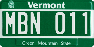 VT license plate MBN011